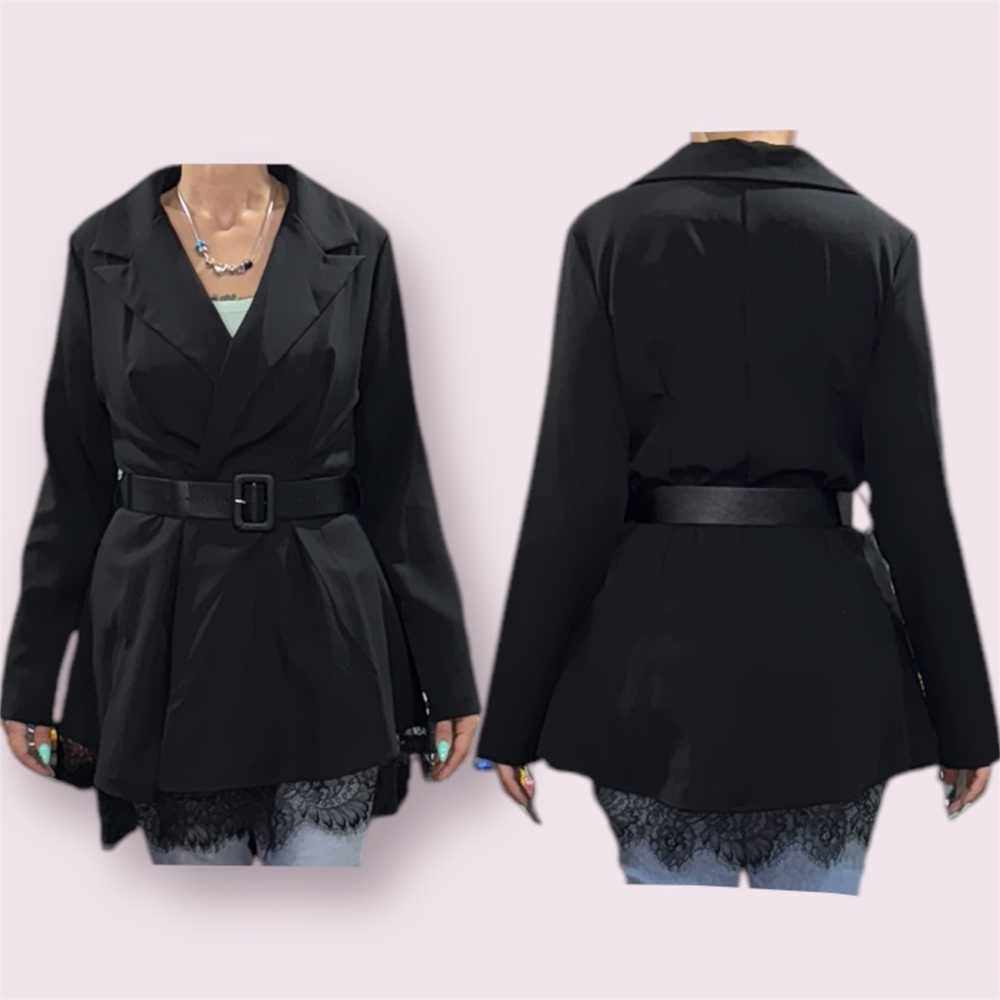 Women's Black Belted Jacket
